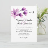 Invitation Aquarelle Florale Violet violet Mariage de lavande (Debout devant)