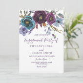 Invitation Aquarelle florale violette Élégante Partie d'engag (Debout devant)