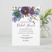 Invitation Aquarelle florale violette Fête des mariées élégan (Debout devant)