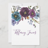 Invitation Aquarelle florale violette Fête des mariées élégan (Dos)