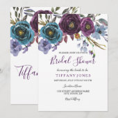 Invitation Aquarelle florale violette Fête des mariées élégan (Devant / Derrière)