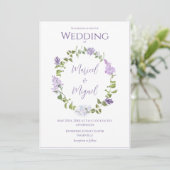 Invitation Aquarelle florale violette Lilac Mariage moderne (Debout devant)