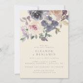 Invitation Aquarelle florale violette moderne Mariage élégant (Devant)