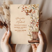 Invitation Aquarelle Florale Western Cowboy Boots Mariage