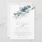 Invitation Aquarelle Florales hiver Mariage de Noël (Devant)