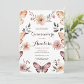 Invitation Aquarelle Florales Papillons Quinceañera CUSTOM (Debout devant)