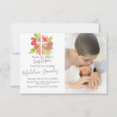 Invitation Aquarelle Florales rose Baptême Baptême Dédication (Devant)