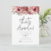 Invitation Aquarelle Flore rouge C'est Amore! Fête des mariée (Debout devant)