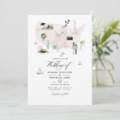 Invitation Aquarelle Floride USA Destination Mariage Photo (Debout devant)