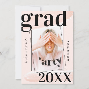 Invitation Aquarelle floue brosse photo graduation