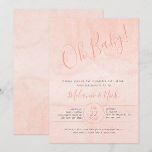 Invitation Aquarelle floue Oh baby shower fille bébé