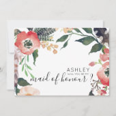 Invitation Aquarelle Flowers Serez-Vous Mon Nom De Femme D'Ac (Devant)