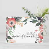 Invitation Aquarelle Flowers Serez-Vous Mon Nom De Femme D'Ac (Debout devant)