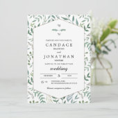 Invitation Aquarelle Foliage Mariage de verdure (Debout devant)