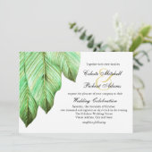 Invitation Aquarelle Foliage Mariage tropical (Debout devant)