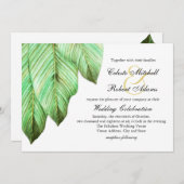 Invitation Aquarelle Foliage Mariage tropical (Devant / Derrière)