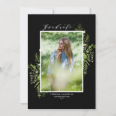 Invitation Aquarelle Foliage sauvage Black Photo Graduation (Devant)