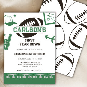 Invitation Aquarelle Football Première Année 1er Anniversaire
