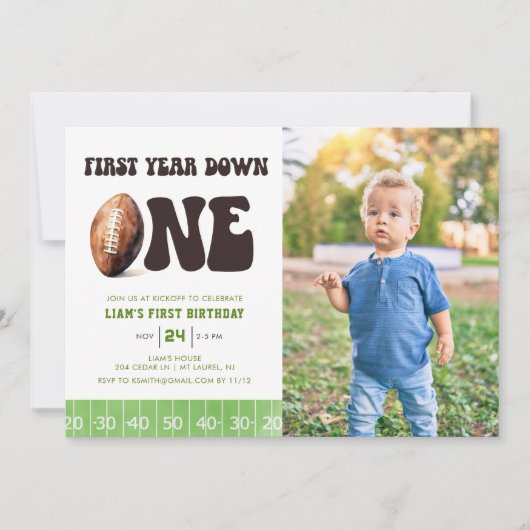 Invitation Aquarelle Football première année bas 1er annivers (Devant)