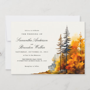 Invitation aquarelle forêt automnale coup de foudr