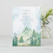 Invitation aquarelle forêt de pins montagnes (Debout devant)