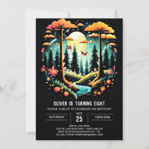 Invitation Aquarelle Forêt des bois Anniversaire