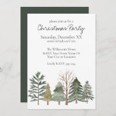 Invitation Aquarelle Forêt d'hiver Arbres simples (Devant / Derrière)