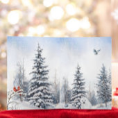 Invitation Aquarelle Forêt d'hiver Baby shower Ours et Chouet