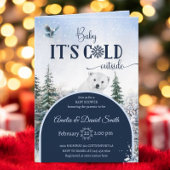 Invitation Aquarelle Forêt d'hiver Baby shower Ours et Chouet