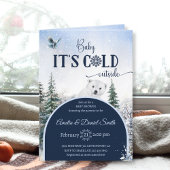 Invitation Aquarelle Forêt d'hiver Baby shower Ours et Chouet