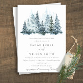 Invitation Aquarelle Forêt d'hiver Pine Couples Douche