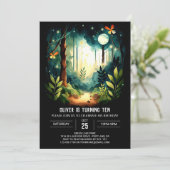 Invitation Aquarelle Forêt Enfants Bois Anniversaire (Debout devant)