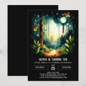 Invitation Aquarelle Forêt Enfants Bois Anniversaire (Devant / Derrière)