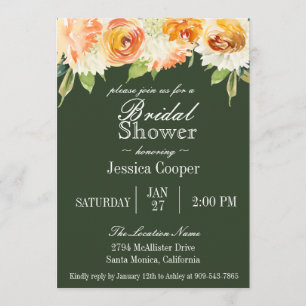 Invitation Aquarelle Forêt Florale Fête des mariées verte