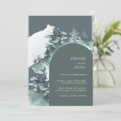 Invitation Aquarelle Forêt Pin vert Mariage (Debout devant)