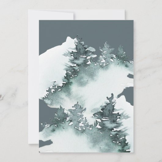 Invitation Aquarelle Forêt Pin vert Mariage (Dos)