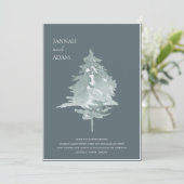 Invitation Aquarelle Forêt Pin vert Mariage (Debout devant)