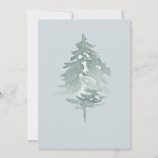 Invitation Aquarelle Forêt Pin vert Mariage (Dos)