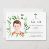 Invitation Aquarelle Forêt Végétation Baptême ou baptême (Devant)