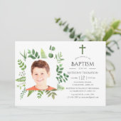 Invitation Aquarelle Forêt Végétation Baptême ou baptême (Debout devant)