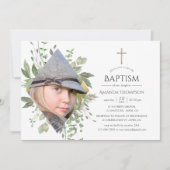 Invitation Aquarelle Forêt Végétation Baptême ou baptême (Devant)