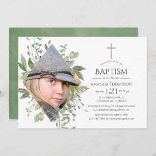 Invitation Aquarelle Forêt Végétation Baptême ou baptême