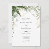 Invitation Aquarelle Forêt Verdure et Mariage d'or (Devant)