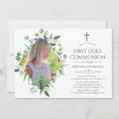 Invitation Aquarelle Forêt Verdure Première Communion sainte (Devant)