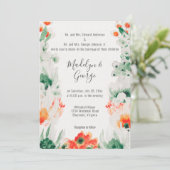 Invitation Aquarelle Forêt Vert, Orange, Mariage blanc (Debout devant)