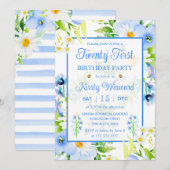 Invitation Aquarelle Forget-Me-Nots & Daisies 21e anniversair (Devant / Derrière)