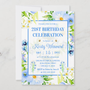 Invitation Aquarelle Forget-Me-Nots & Sweet sixteen de margue