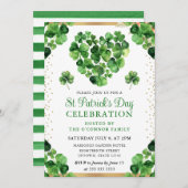 Invitation Aquarelle Four Leaf Clovers St Patrick's Day (Devant / Derrière)