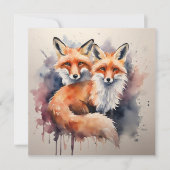 Invitation Aquarelle Fox Duo (Devant)