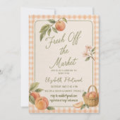 Invitation Aquarelle Frais du Marché Gingham pêche (Devant)